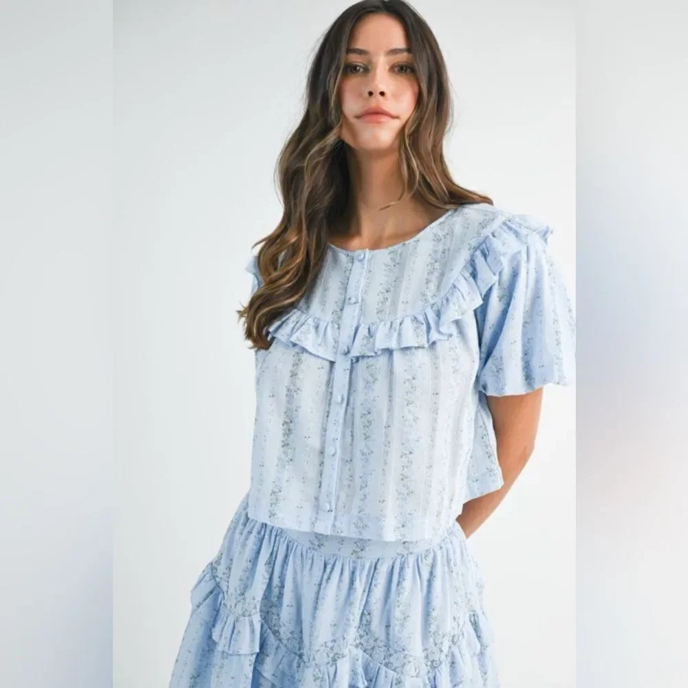 Light Blue Ruffled Two-Piece Set - Picture 10 of 16
